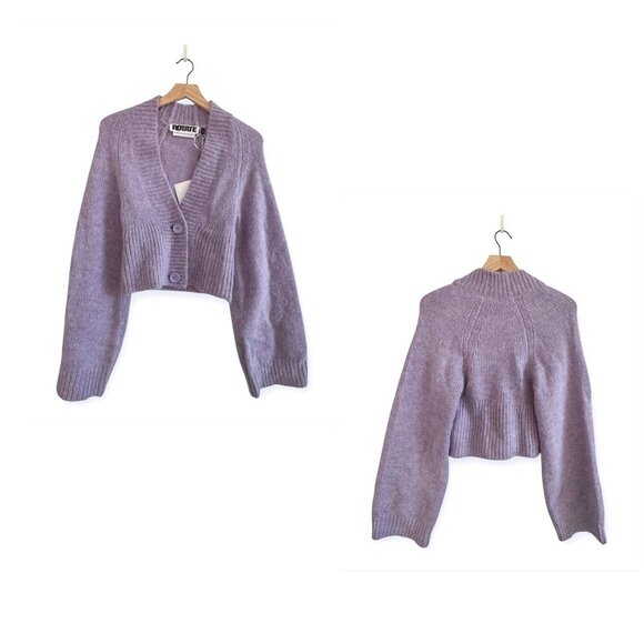 ROTATE BIRGER CHRISTENSEN Rosemary Wool Cardigan With Buttons‎ In Purple - Picture 16 of 16